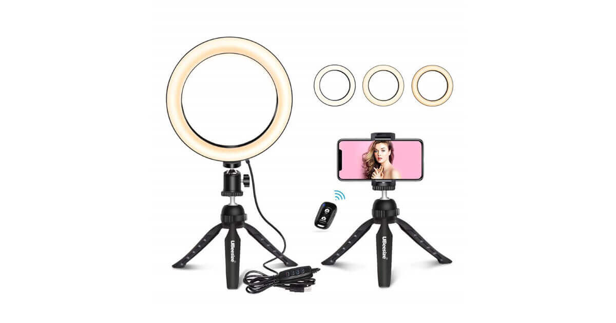 Ubeesize Selfie Ring Light With Mini Tripod Stand Cell Phone