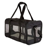 AmazonBasics Large Soft-Sided Mesh Pet Transport Carrier Bag - 20 x 10 x 11 Inches, Black
