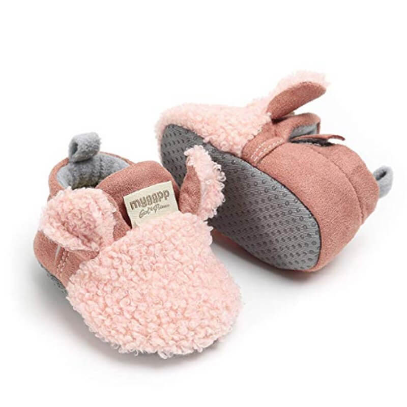 FAMI Baby Boys Girls Adjustable Slipper Shoes Anti-Slip Soft Sole Cotton Kint Crib Shoes Cartoon Moccasins