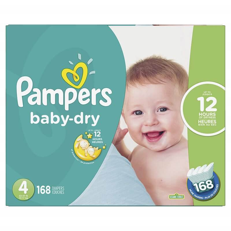 Diapers Size 4 – Pampers Baby Dry Disposable Baby Diapers, 168 Count, Economy Pack Plus
