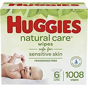 Huggies Natural Care Unscented Baby Wipes, Sensitive, 6 Refill Packs (1008 Wipes)