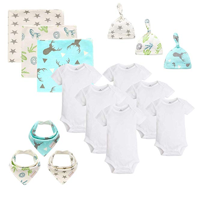DoMii Newborn Baby Boys 15-Piece Basic Essentials Set Layette Gift Set White