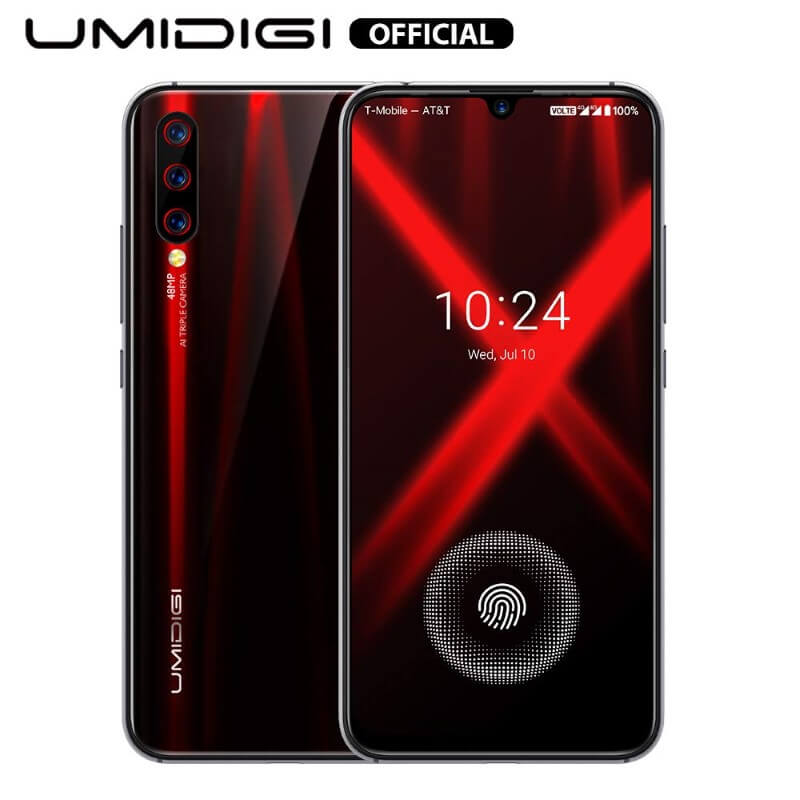UMIDIGI X in-Screen Fingerprint Unlocked Cell Phones with 6.35″ HD+ AMOLED All Screen, 128GB+4GB RAM Unlocked Smartphone with 48MP AI Triple Camera, Dual 4G Volte NFC (Flame Black)