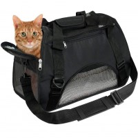 EVELTEK Soft Side Pet Carrier Travel Bag Small Dogs, Medium Sized Cats Rabbits, Comes Shoulder Strap, Safety Buckle Zippers, Newly Designed (M, Black)