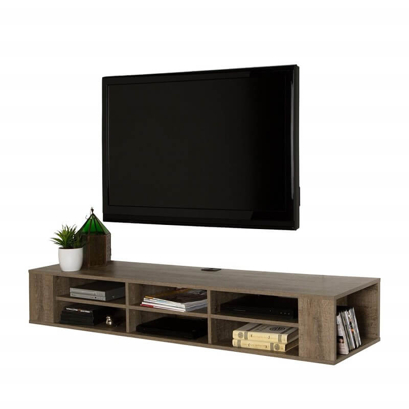 South Shore Furniture City Life Wall Mounted Media Console, 66-Inch, Weathered Oak