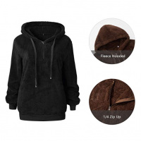 Ecupper Womens Fuzzy Sherpa Hoodies Pullover Zip Fleece Sweatshirt Outwear