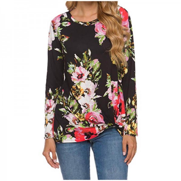 LAINAB Women's Casual Floral Fall Long Sleeve T Shirt Tunic Tops Blouse