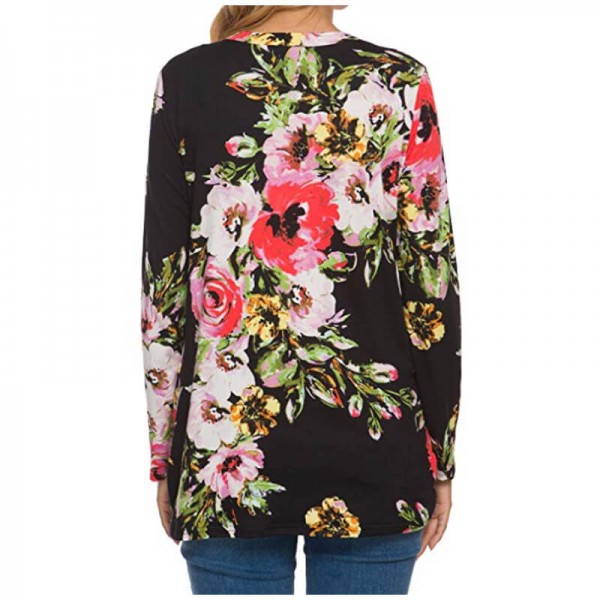 LAINAB Women's Casual Floral Fall Long Sleeve T Shirt Tunic Tops Blouse