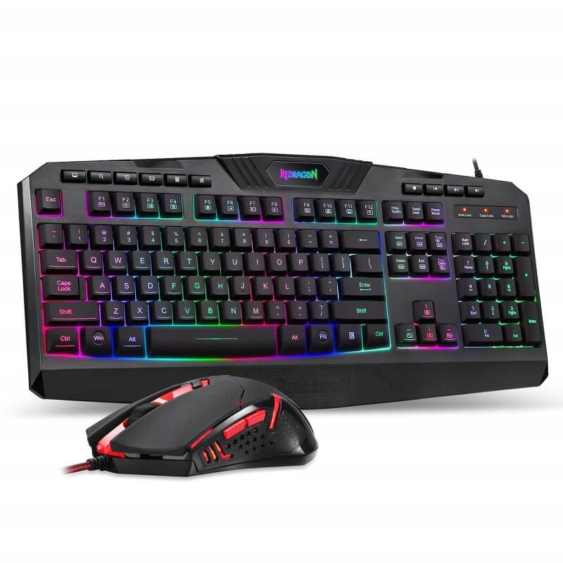 Redragon S101 Gaming Keyboard and Mouse Combo, RGB LED Backlit 104 Keys, Wrist Rest, 6 Button Mouse for Windows PC