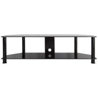 AVF SDC1400CMBB-A TV Stand with Cable Management for up to 65-inch TVs, Black Glass, Black Legs