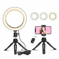 UBeesize 8″ Selfie Ring Light with Mini Tripod Stand & Cell Phone Holder for Live Stream/Makeup, Mini Led Camera Ringlight for YouTube Video/Photography Compatible with iPhone Xs Max XR Android