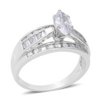 925 Sterling Silver Marquise Cubic Zirconia CZ Statement Ring for Women Cttw 3.8