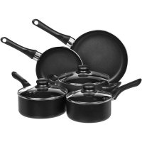 AmazonBasics 8-Piece Non-Stick Kitchen Cookware Set, Pots and Pans