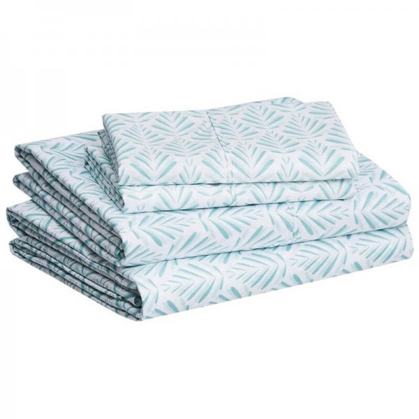 AmazonBasics Light-Weight Microfiber Sheet Set - California King, Aqua Fern