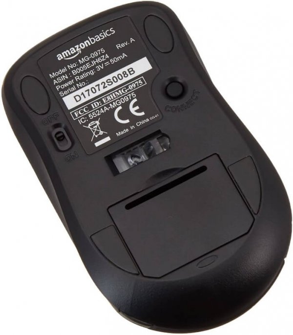 AmazonBasics Wireless Computer Mouse with Nano Receiver