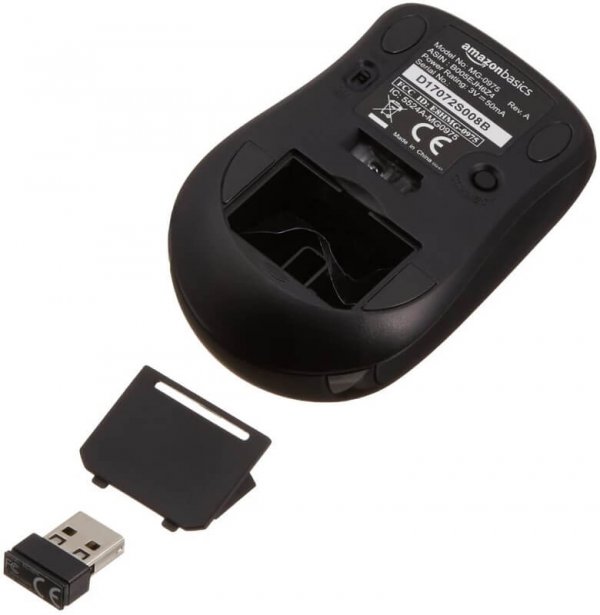 AmazonBasics Wireless Computer Mouse with Nano Receiver