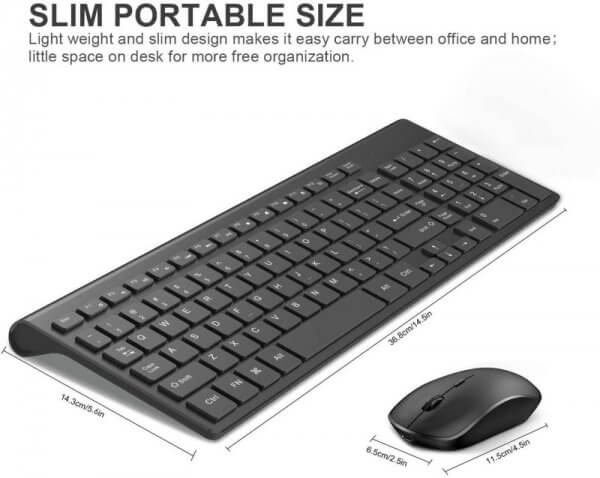 Wireless Keyboard Mouse, Compact Rechargeable Keyboard and Mouse