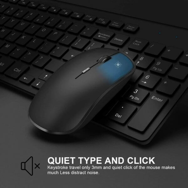 Wireless Keyboard Mouse, Compact Rechargeable Keyboard and Mouse