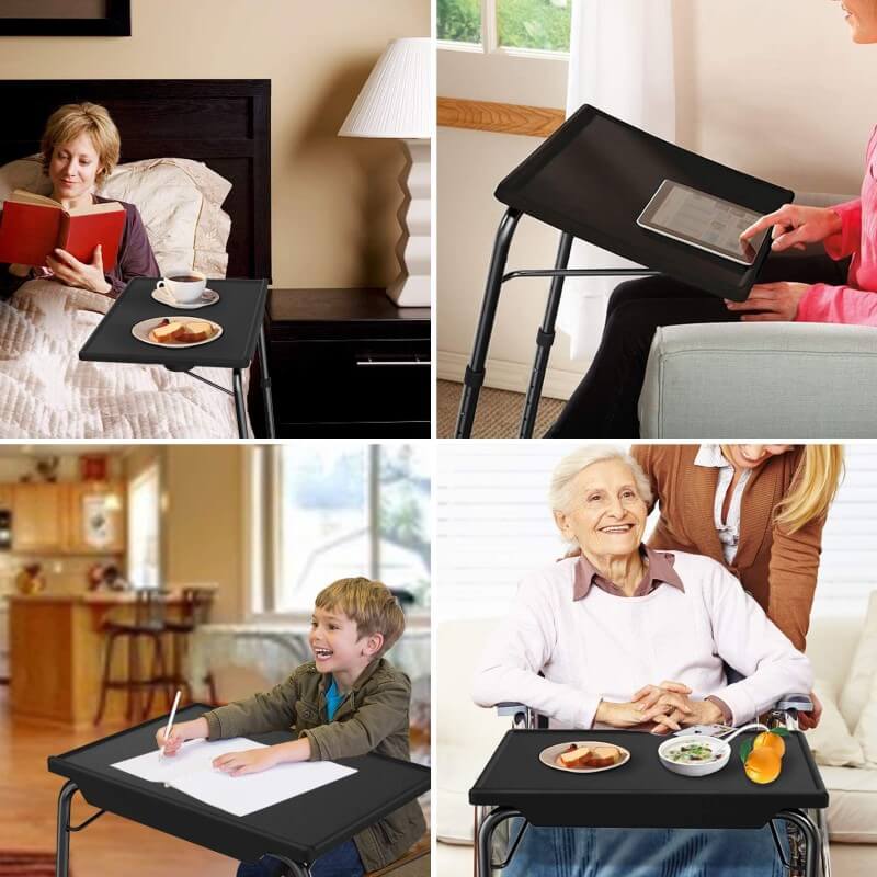 Adjustable TV Tray Table - TV Dinner Tray on Bed & Sofa, Comfortable  Folding Table with 6 Height & 3 Tilt Angle Adjustments, Laptop Table with