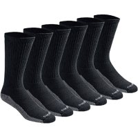 Dickies Men’s 6 Pack Dri-Tech Comfort Crew Socks, Black/Grey, 10-13 Sock/6-12 Shoe