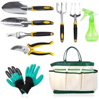 Garden Tools Set Gardening Tools Set Gardening Gifts for Women Kid Men Gardener with Garden Gloves Garden Tote Bag, Vegetable Herb Indoor Outdoor Garden Hand Tool Storage Organizer Gardening Supplies