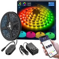 MINGER Dreamcolor 5M/16.4 Ft RGB LED Strip Lights, APP Control MusicPro Waterproof Flexible Tape Lighting Kit with Power Supply, DIY for Color-Changing and Play Modes