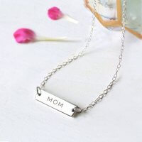 Personalised Sterling Silver Mother’s Day Bar Necklace MOM, MOMMY, MOTHER, MUM, MUMMY, MAMA or MAMMA
