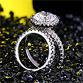 JIANGYUE 3 Carat Round CZ Big Stone Solitaire White Gold Plated Engagement Wedding Rings