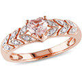 12 Carat T.G.W. Morganite and Diamond-Accent 10kt Rose Gold Heart Ring