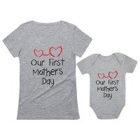 Tstars Our First Mother’s Day Outfit for Mom & Baby Matching Set Bodysuit & Women Shirt