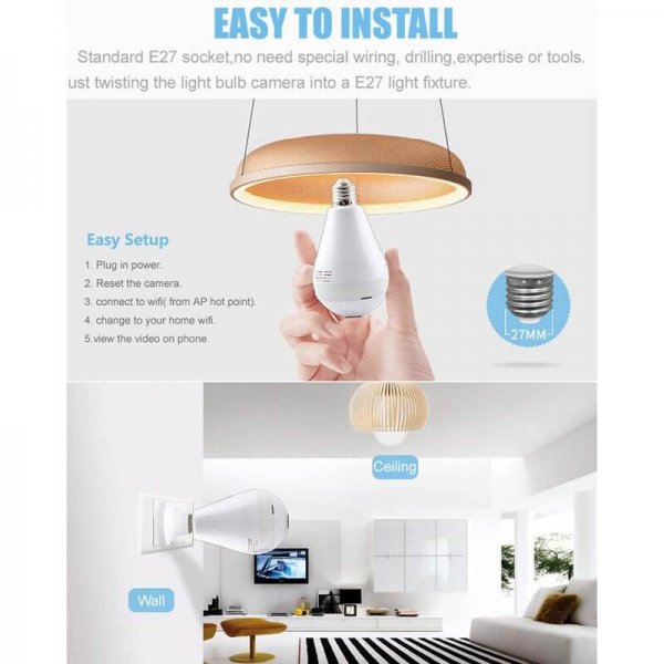 WiFi Smart Light Bulb Camera