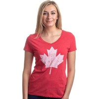 Canada Pride | Vintage Style, Retro Canadian Maple Leaf Women’s V-Neck T-Shirt