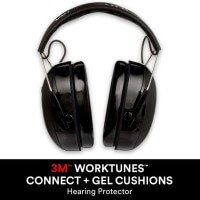 3M WorkTunes Connect + Gel Cushions Wireless Hearing Protector with Bluetooth Technology