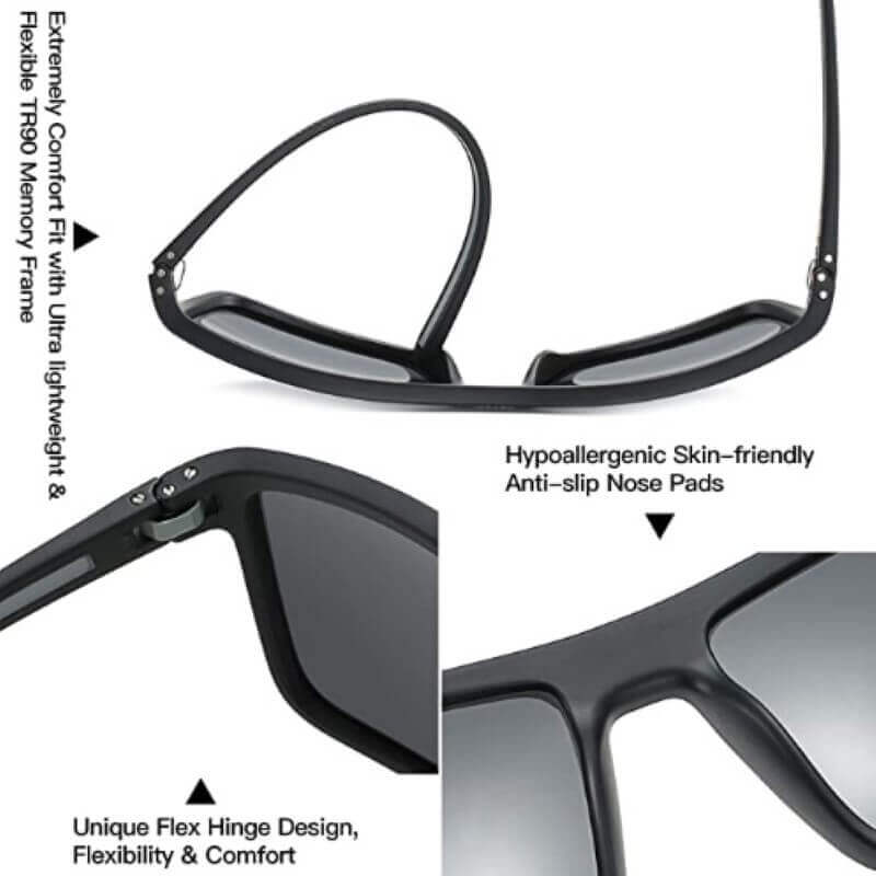ZENOTTIC Magnetic Clip on Sunglasses Polarized Memory Plastic Frame for Women 