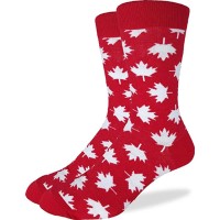 Good Luck Sock Men’s Canada Maple Leaf Crew Socks – Red, Adult Shoe size 7-12