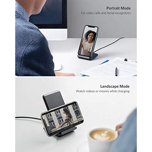 Anker Wireless Charger, 10W Max PowerWave Stand Upgraded, Qi-Certified, 7.5W for iPhone 11, 11 Pro, 11 Pro Max, XR, Xs Max, XS, X, 8, 8 Plus, 10W for Galaxy S10 S9 S8, Note 10 Note 9 (No AC Adapter) (Electronics)sec1