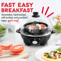 Black Rapid 6 Capacity Electric Cooker for Hard Boiled, Poached, Scrambled Eggs, or Omelets with Auto Shut Off Feature, One Size