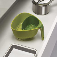 Joseph Joseph 40093 Nest Colanders Stackable Set with Easy-Pour Corners and Vertical Handle, 2-Piece, Green