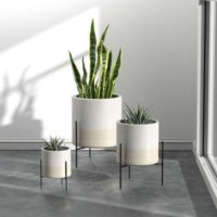 Rivet Mid-Century Ceramic Planter with Stand