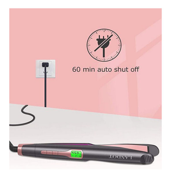 LANDOT Hair Straightener and Curler 2 in 1, Twist Straightening Curling Iron, Professional Negative Ion Flat Iron with Adjustable Temp for All Hair Types, Instant Heating, Dual Voltage - Image 5