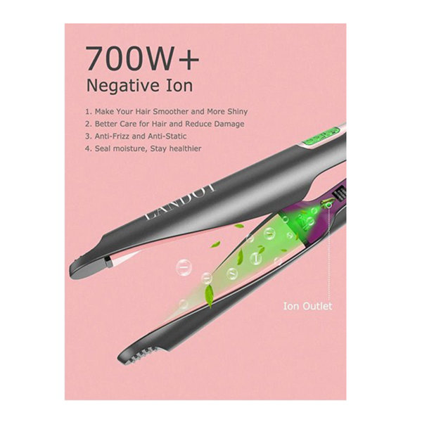 LANDOT Hair Straightener and Curler 2 in 1, Twist Straightening Curling Iron, Professional Negative Ion Flat Iron with Adjustable Temp for All Hair Types, Instant Heating, Dual Voltage - Image 3