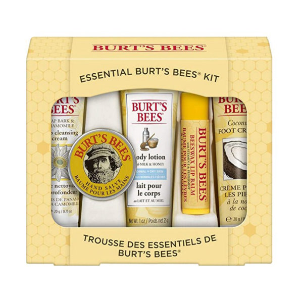 Burt's Bees Gift Set, 5 Essential Products, Deep Cleansing Cream, Hand Salve, Body Lotion, Foot Cream & Lip Balm, Travel Size, Valentine's Day Gift