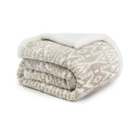 Eddie Bauer 216687 San Juan Oyster Sherpa Plush Throw, 50″ x 60″