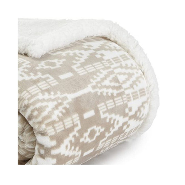 Eddie Bauer 216687 San Juan Oyster Sherpa Plush Throw closer view