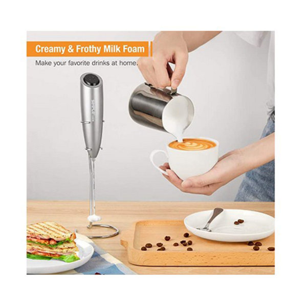 SIMPLETASTE Milk Frother Handheld Battery Operated Electric Foam Maker, Creamy and Frothy Milk Foam