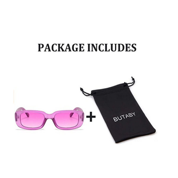 BUTABY Rectangle Sunglasses for Women Retro Driving Glasses 90’s Vintage Fashion Narrow Square Frame Package Includes