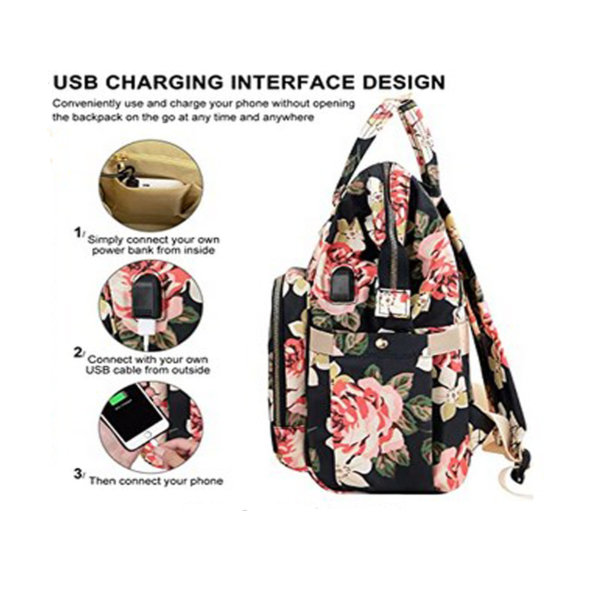 Laptop Backpack,15.6 Inch Stylish College School Backpack with USB Charging Port,Water Resistant Casual Daypack Laptop Backpack for Girls (Flower Pattern)