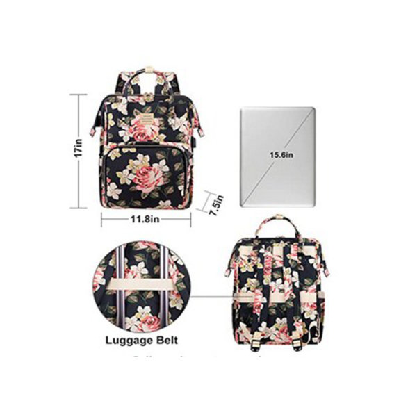 Laptop Backpack,15.6 Inch Stylish College School Backpack with USB Charging Port,Water Resistant Casual Daypack Laptop Backpack for Travel (Flower Pattern)