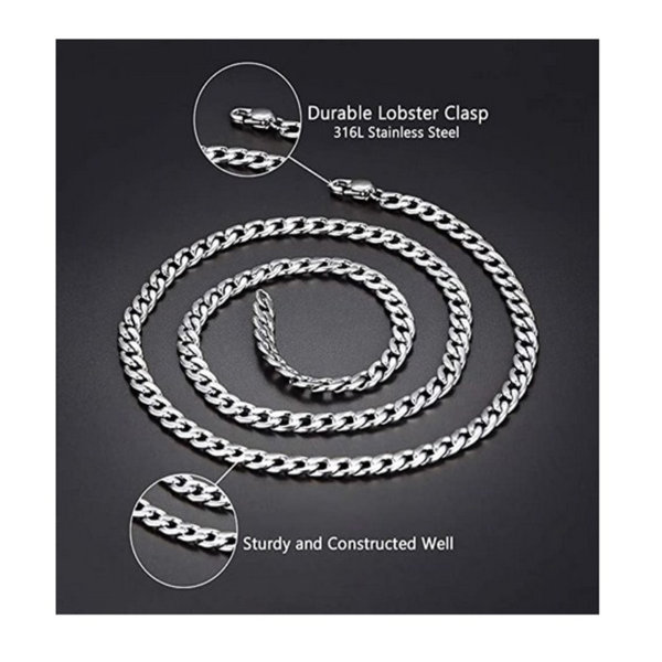 ChainsPro Men Sturdy Cuban Link Chain Durable Lobster Clasp