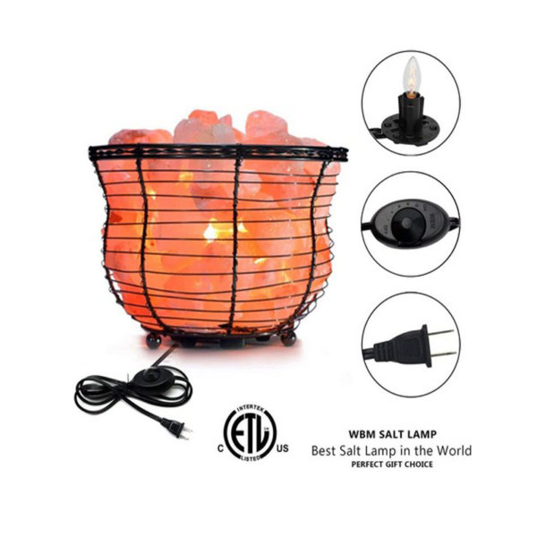 Himalayan Glow Round Style Basket Salt Lamp WBM